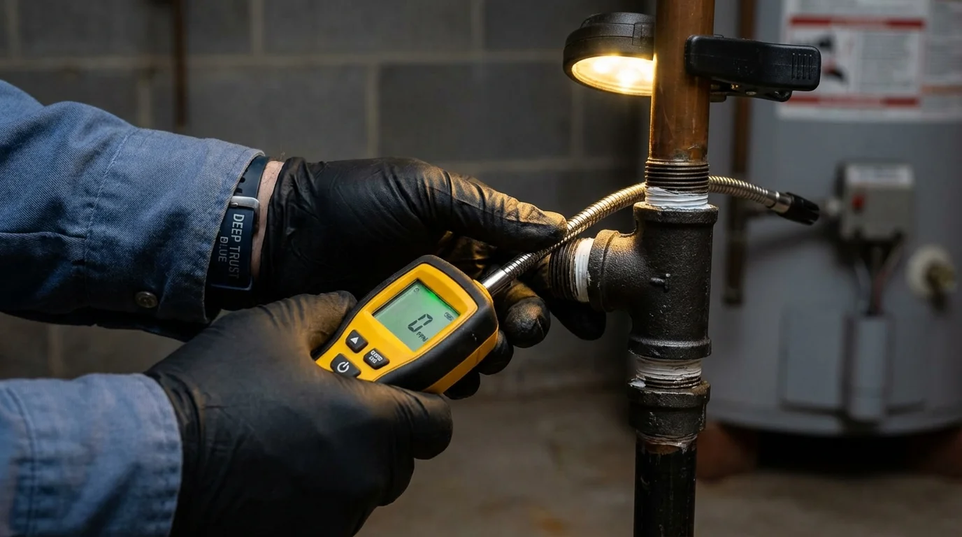 Gas leak detection with electronic sniffer by Johns Plumbing LLC in Dresher