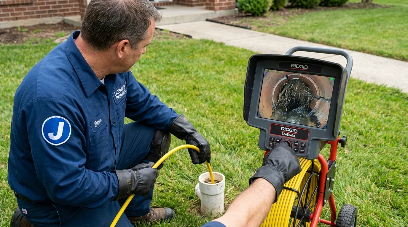 Sewer camera inspection being performed by Johns Plumbing LLC in Dresher